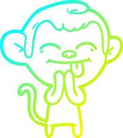 cold gradient line drawing funny cartoon monkey vector