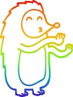 rainbow gradient line drawing cartoon dancing hedgehog vector