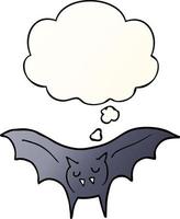 cartoon vampire bat and thought bubble in smooth gradient style vector