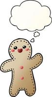 cartoon gingerbread man and thought bubble in smooth gradient style vector