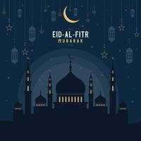 feliz eid al fitr mubarak ilustración vectorial islámica vector