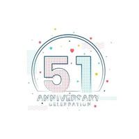 celebración del aniversario de 51 años, diseño moderno del 51 aniversario vector