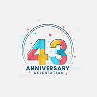 Celebración del 43 aniversario, diseño moderno del 43 aniversario. vector