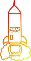 warm gradient line drawing cartoon rocket vector