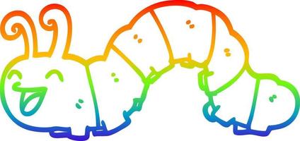 rainbow gradient line drawing cartoon laughing caterpillar vector