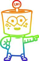 rainbow gradient line drawing happy cartoon robot pointing vector