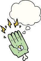 spooky halloween zombie hand and thought bubble vector