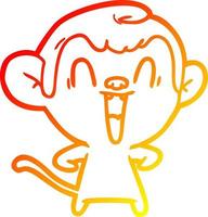 warm gradient line drawing cartoon laughing monkey vector