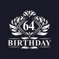 Logo de cumpleaños de 64 años, lujosa celebración de 64 años. vector