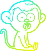 cold gradient line drawing cartoon shocked monkey vector