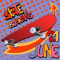 Skateboard poster. Skateboarding day. Modern style. Street banner or postcard in trendy style for youth people. vector
