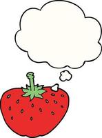 cartoon strawberry and thought bubble vector