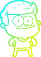 cold gradient line drawing cartoon happy man vector
