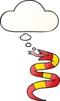 cartoon snake and thought bubble in smooth gradient style vector