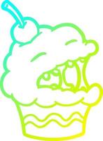 cold gradient line drawing funny cupcake vector