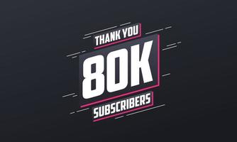 gracias 80000 suscriptores celebración de 80k suscriptores. vector