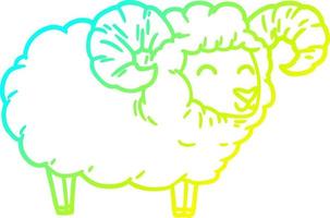 cold gradient line drawing cartoon ram vector