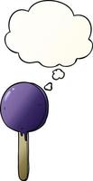 cartoon lollipop and thought bubble in smooth gradient style vector