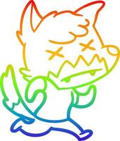 rainbow gradient line drawing cartoon dead fox vector