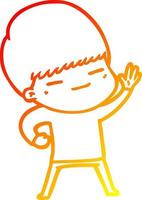 warm gradient line drawing cartoon smug boy vector