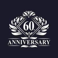 60 years Anniversary Logo, Luxury floral 60th anniversary logo. vector