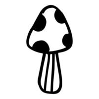 A single vector element is a mushroom fly agaric on a white background. Doodle illustration. Hand-drawn. Suitable for stickers, stickers, patterns, scrapbooking, fabrics, packaging.