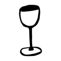 A single vector element is a glass wine glass on a white background. Doodle illustration. For menus, book illustrations, postcards, prints on fabric and scrapbooking paper.