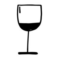 un solo elemento vectorial es una copa de vino de cristal sobre un fondo blanco. ilustración de garabato para menús, ilustraciones de libros, postales, estampados en tela y papel de scrapbooking. vector