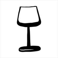 A single vector element is a glass wine glass on a white background. Doodle illustration. For menus, book illustrations, postcards, prints on fabric and scrapbooking paper.