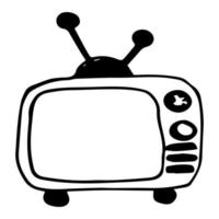 Illustration of an old tube TV with antenna. vector