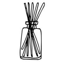 A single vector element of incense in the stand. Doodle illustration. Hand-drawn. Cozy home, relaxation and relaxation. It can be used for stickers, patterns, wrapping paper, logos, icons.