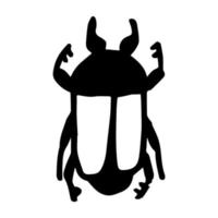 un insecto escarabajo de un solo elemento vectorial sobre un fondo blanco. ilustración de garabato dibujado a mano. adecuado para pegatinas, pegatinas, patrones, álbumes de recortes, telas, embalajes. vector