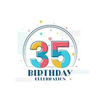 celebración de 35 cumpleaños, diseño moderno de 35 cumpleaños vector