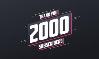 Thank you 2000 subscribers 2k subscribers celebration. vector