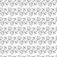 Floral pattern in a beautiful style on a white background. Vector seamless texture in the style of a doodle.