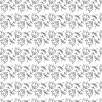 Floral pattern in a beautiful style on a white background. Vector seamless texture in the style of a doodle.