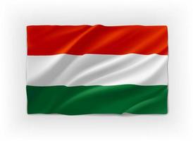 Red, White and green Hungary flag. 3d vector object isolated on white