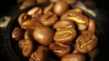 coffee is ground in a coffee grinder slow motion video