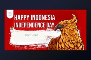 Template Design of Indonesia Independence Day with Garuda Illustration vector