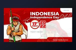 Template Design of Indonesian Independence Day Spirit with Heroes vector