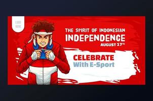 diseño de plantilla del espíritu del día de la independencia de indonesia con competencia de juegos vector