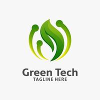 Leaf tech logo design vector