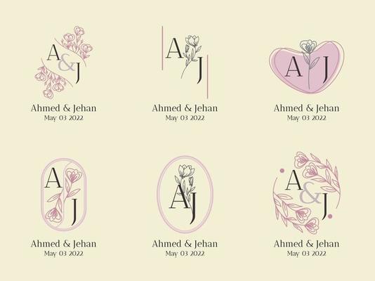 Free Vector  Beautiful wedding monogram logos