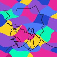 sketch illustration of a man's face with black lines and a colorful background suitable for artful decoration vector