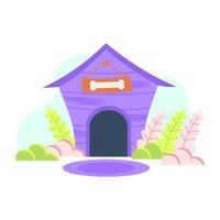 Cute Dog House Flat Design vector