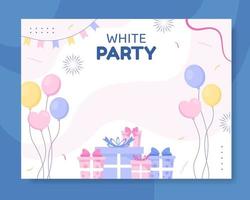 White Party Photocall Template Hand Drawn Cartoon Background Vector Illustration