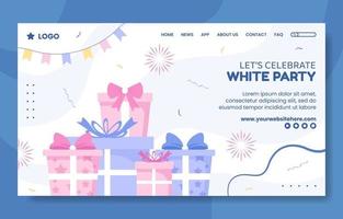 White Party Social Media Landing Page Template Hand Drawn Cartoon Background Vector Illustration