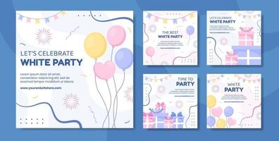 White Party Social Media Post Template Hand Drawn Cartoon Background Vector Illustration