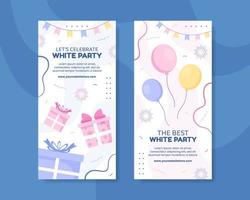 White Party Vertical Banner Template Hand Drawn Cartoon Background Vector Illustration