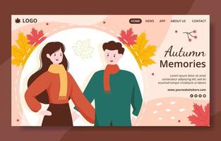 Autumn Social Media Landing Page Template Hand Drawn Cartoon Background Vector Illustration